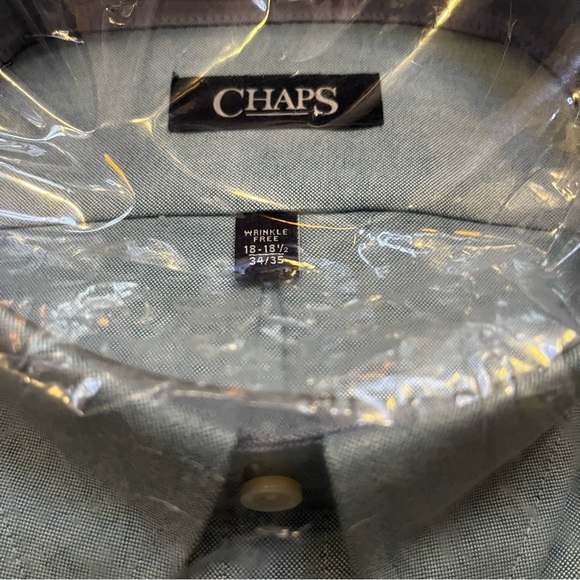 Chaps Men's Blue Button Down Classic Fit Shirt Size Wrinkle Free 18/18.5 34/35 - Picture 2 of 11